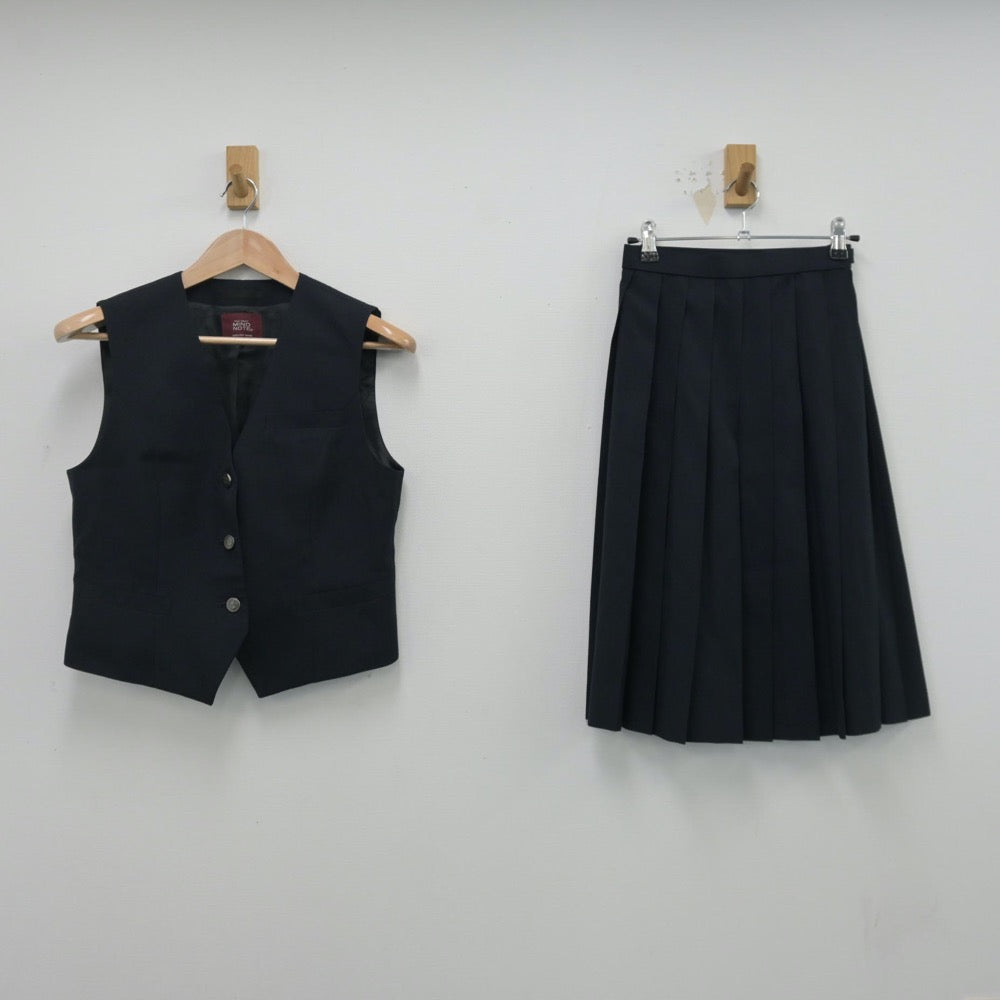 【中古】埼玉県 春日部東高等学校 女子制服 2点（ベスト・スカート）sf014372