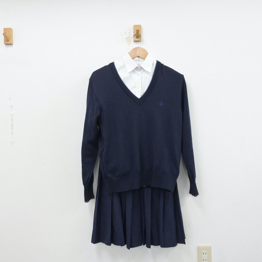 【中古】神奈川県 日本大学高等学校 女子制服 3点（シャツ・ニット・スカート）sf014385