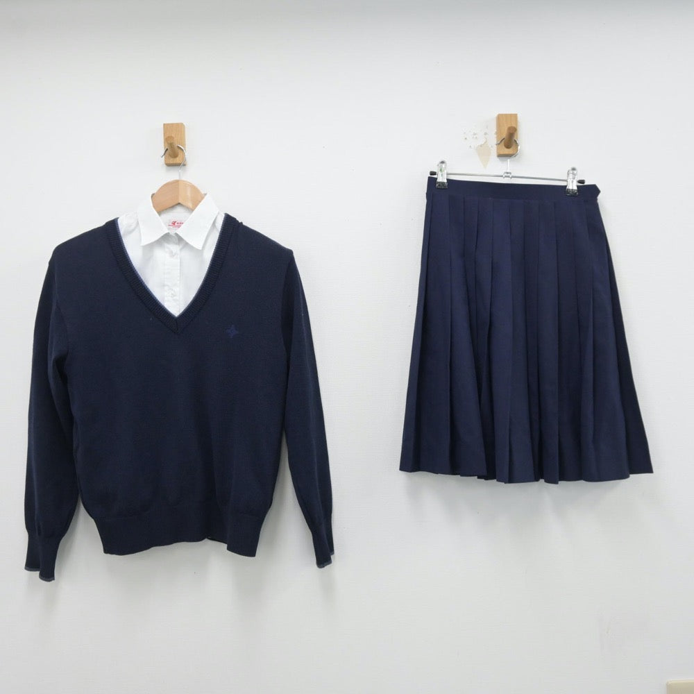 【中古】神奈川県 日本大学高等学校 女子制服 3点（シャツ・ニット・スカート）sf014385