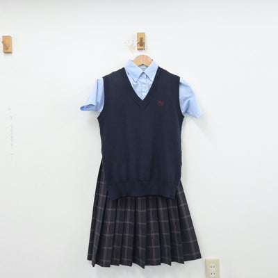 【中古】北海道 札幌東陵高等学校 女子制服 3点（シャツ・ニットベスト・スカート）sf014395