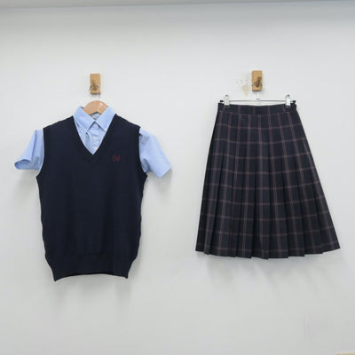 【中古】北海道 札幌東陵高等学校 女子制服 3点（シャツ・ニットベスト・スカート）sf014395