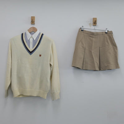 【中古】静岡県 浜松開誠館中学校 女子制服 3点（シャツ・ニット・スカート）sf014417