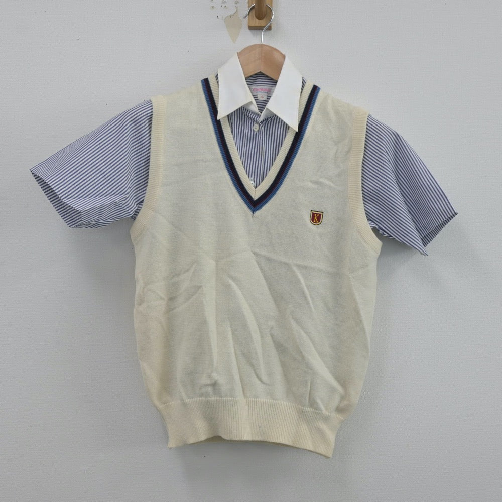 【中古】静岡県 浜松開誠館中学校 女子制服 2点（シャツ・ニットベスト）sf014420