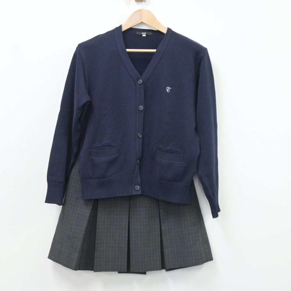 【中古】東京都 大成高等学校 女子制服 2点（ニット・スカート）sf014442