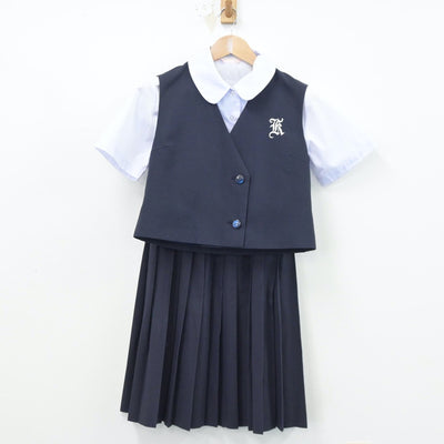 【中古】愛知県 名古屋北高等学校 女子制服 3点（シャツ・ベスト・スカート）sf014465