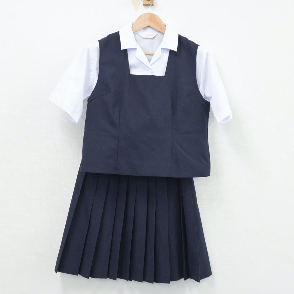 【中古】新潟県 下山中学校 女子制服 3点（シャツ・ベスト・スカート）sf014481