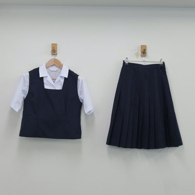 【中古】新潟県 下山中学校 女子制服 3点（シャツ・ベスト・スカート）sf014481