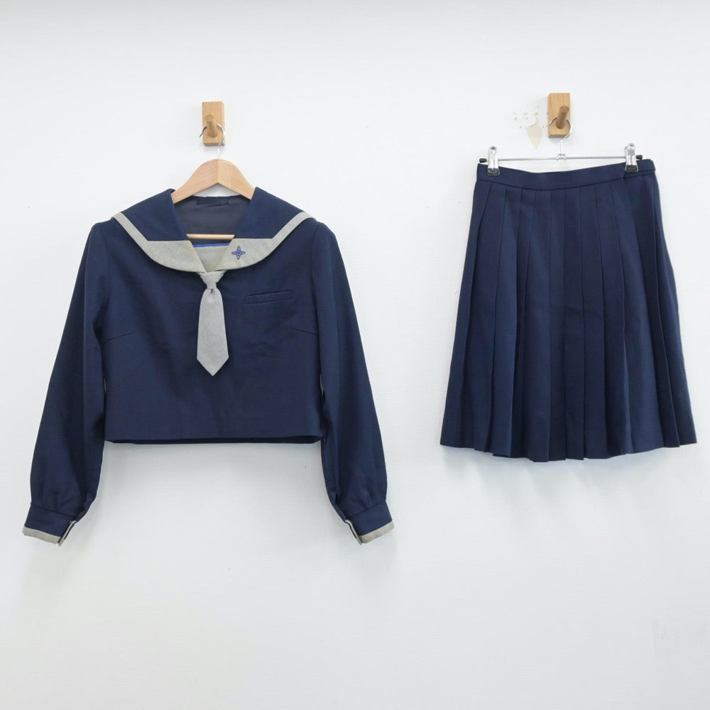 【中古】神奈川県 日本大学附属横浜中学校 女子制服 3点（セーラー服・スカート）sf014510