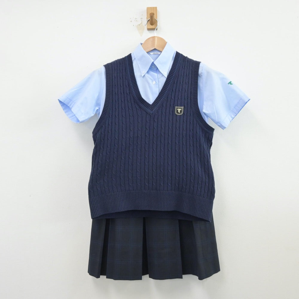 【中古】神奈川県 東海大学付属相模高等学校 女子制服 3点（シャツ・ニットベスト・スカート）sf014520