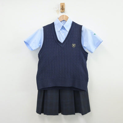 【中古】神奈川県 東海大学付属相模高等学校 女子制服 3点（シャツ・ニットベスト・スカート）sf014520