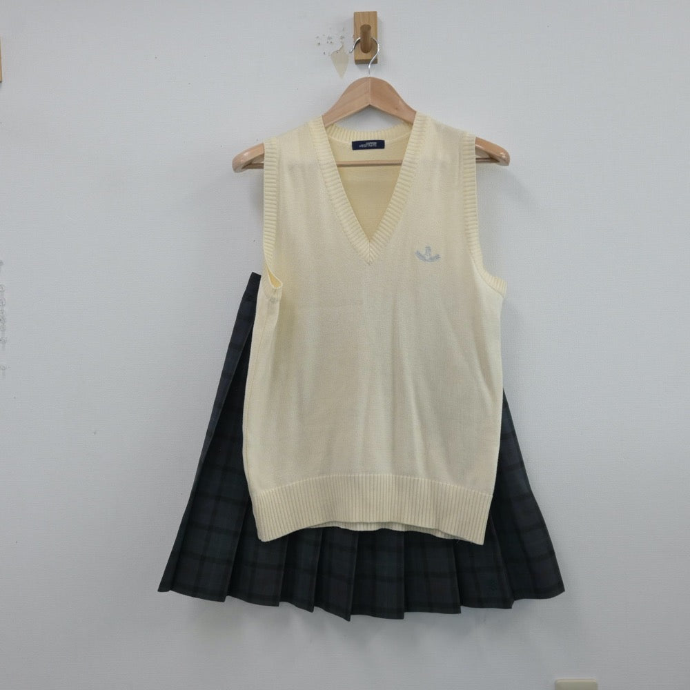 【中古】埼玉県 川口高等学校 女子制服 2点（ニットベスト・スカート）sf014522