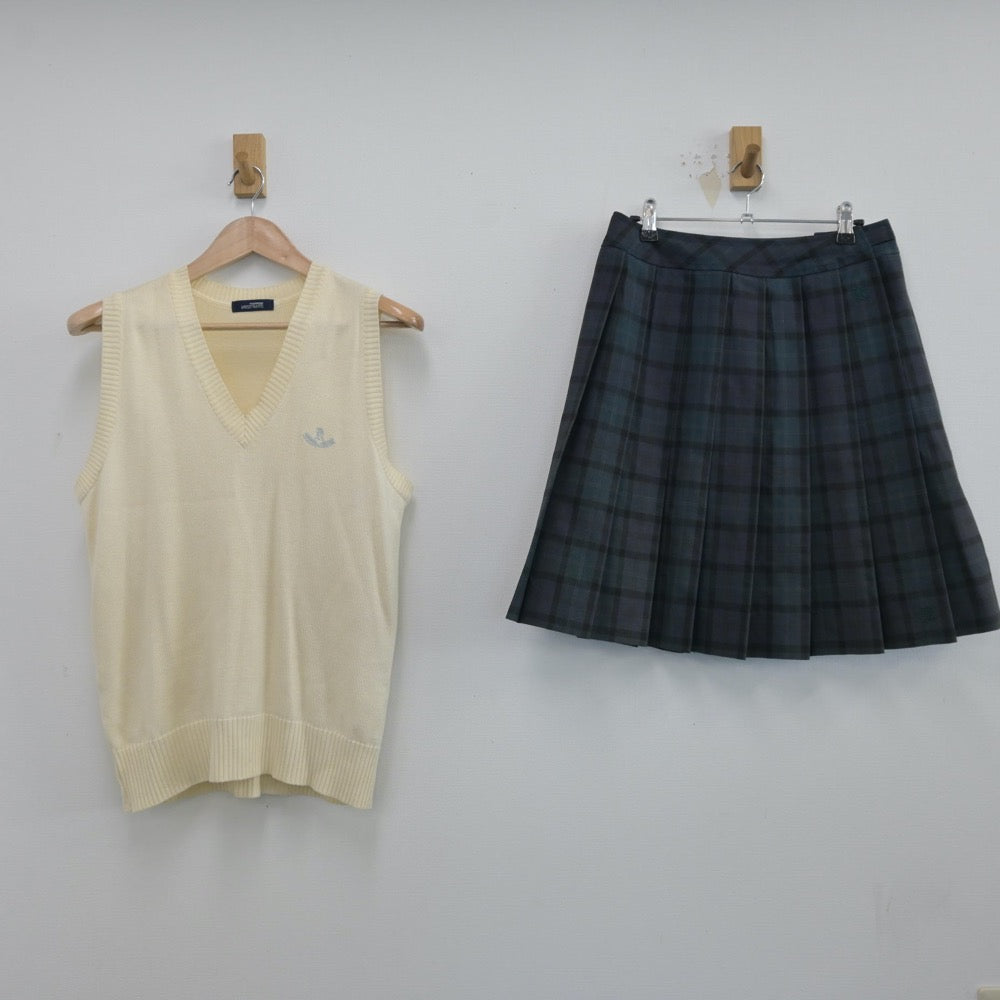 【中古】埼玉県 川口高等学校 女子制服 2点（ニットベスト・スカート）sf014522