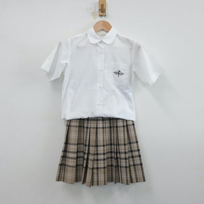 【中古】埼玉県 浦和ルーテル学院中学校 女子制服 4点（シャツ・ニットベスト・スカート）sf014534