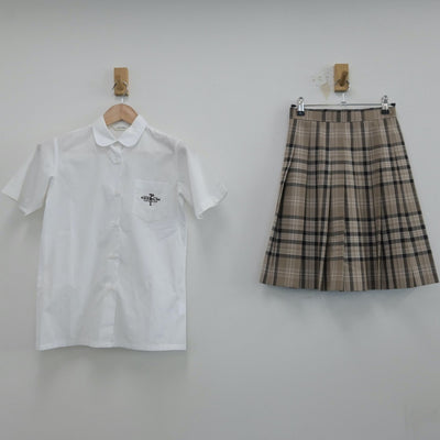 【中古】埼玉県 浦和ルーテル学院中学校 女子制服 4点（シャツ・ニットベスト・スカート）sf014534