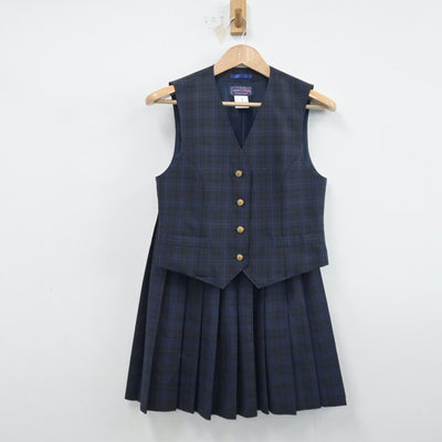 【中古】千葉県 幕張総合高等学校 女子制服 2点（ベスト・スカート）sf014564