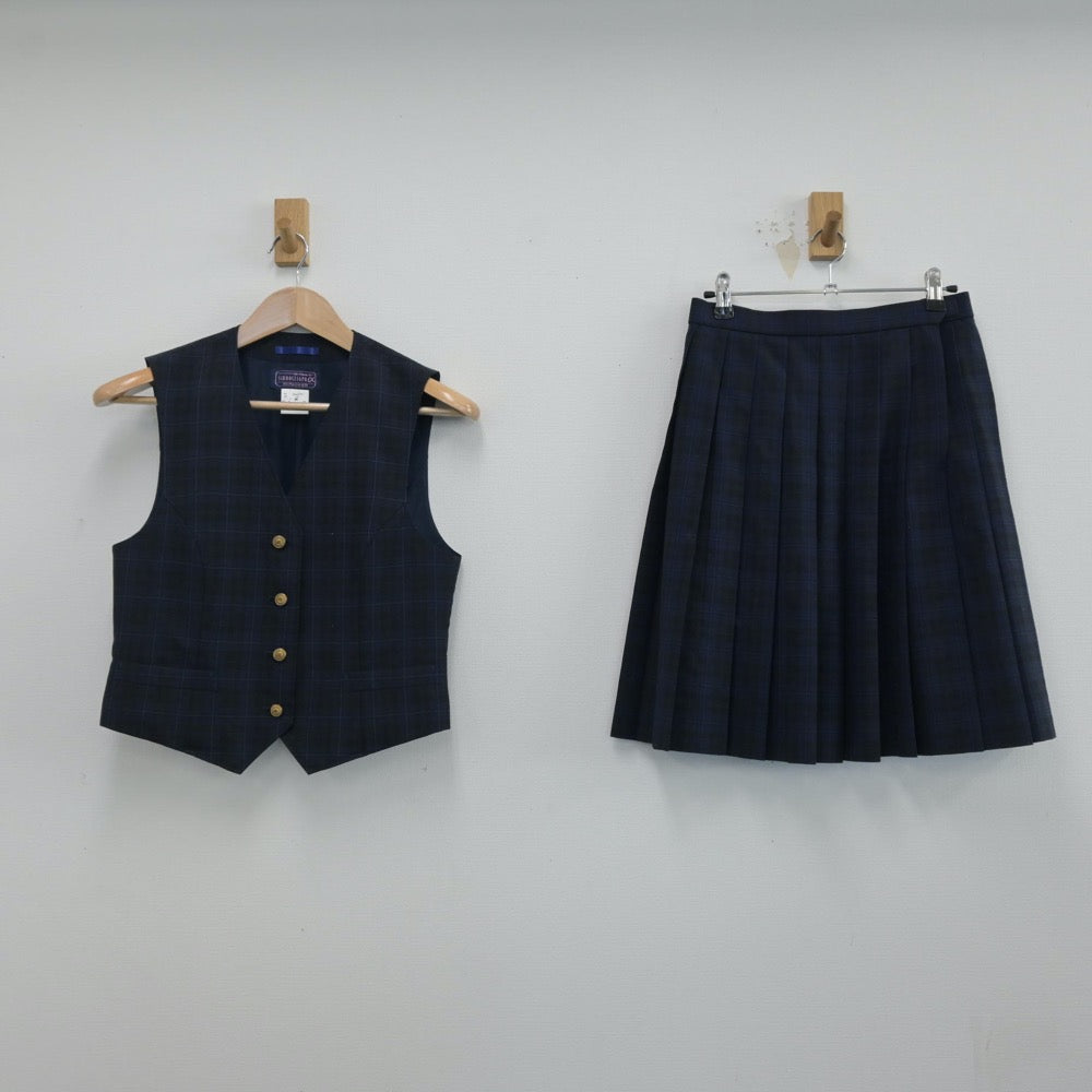 【中古】千葉県 幕張総合高等学校 女子制服 2点（ベスト・スカート）sf014564