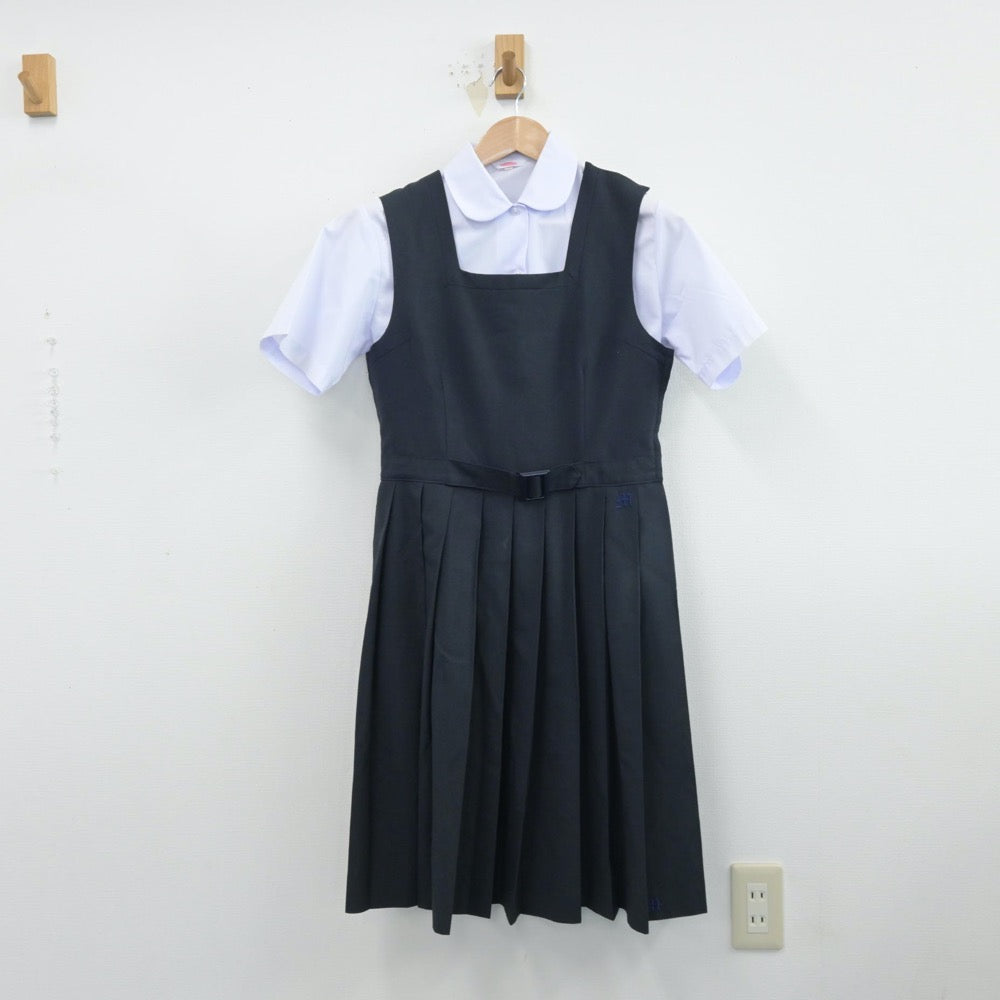 【中古】青森県 三沢高等学校 女子制服 2点（シャツ・ジャンパースカート）sf014566