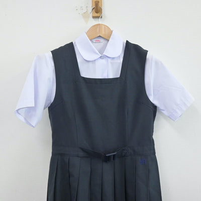 【中古】青森県 三沢高等学校 女子制服 2点（シャツ・ジャンパースカート）sf014566