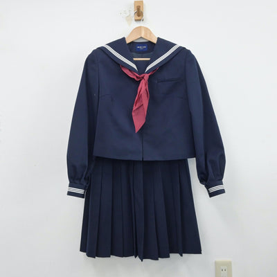 【中古】青森県 下田中学校 女子制服 4点（セーラー服・スカート）sf014572
