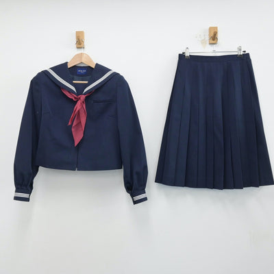 【中古】青森県 下田中学校 女子制服 4点（セーラー服・スカート）sf014572