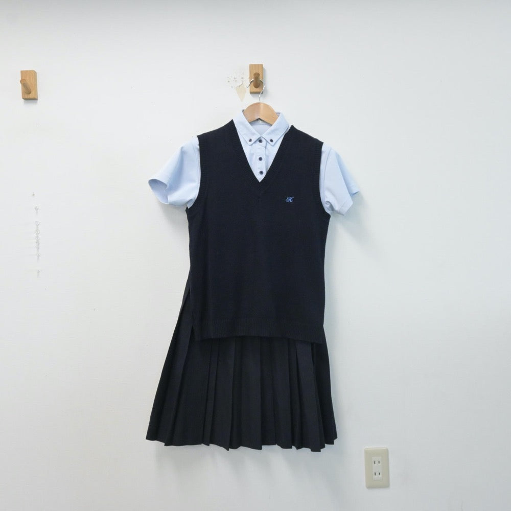 【中古】埼玉県 大宮開成高等学校 女子制服 4点（シャツ・ニットベスト・スカート）sf014611