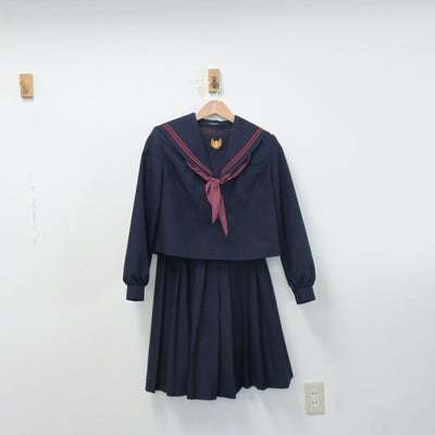 【中古】福岡県 金田中学校 女子制服 3点（セーラー服・スカート）sf014613