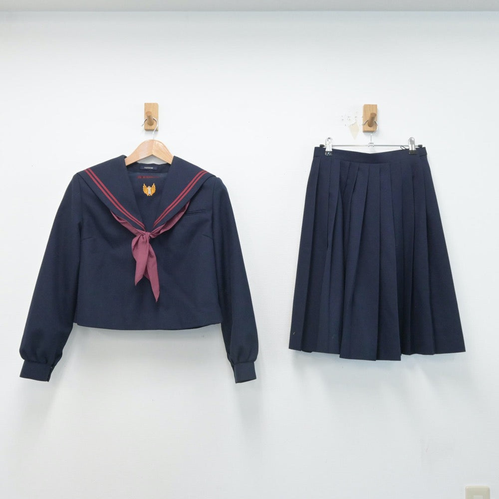 【中古】福岡県 金田中学校 女子制服 3点（セーラー服・スカート）sf014613