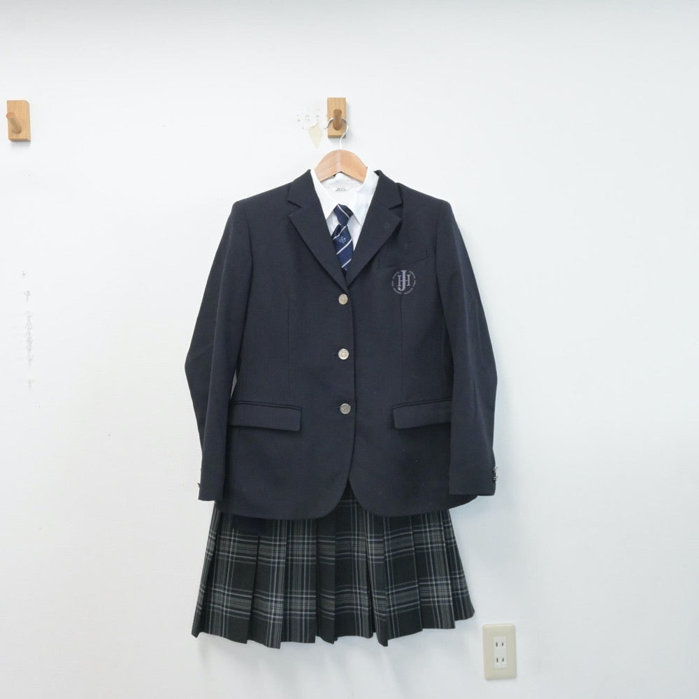 【中古】福岡県 純真高等学校 女子制服 5点（ブレザー・シャツ・ニット・スカート）sf014614