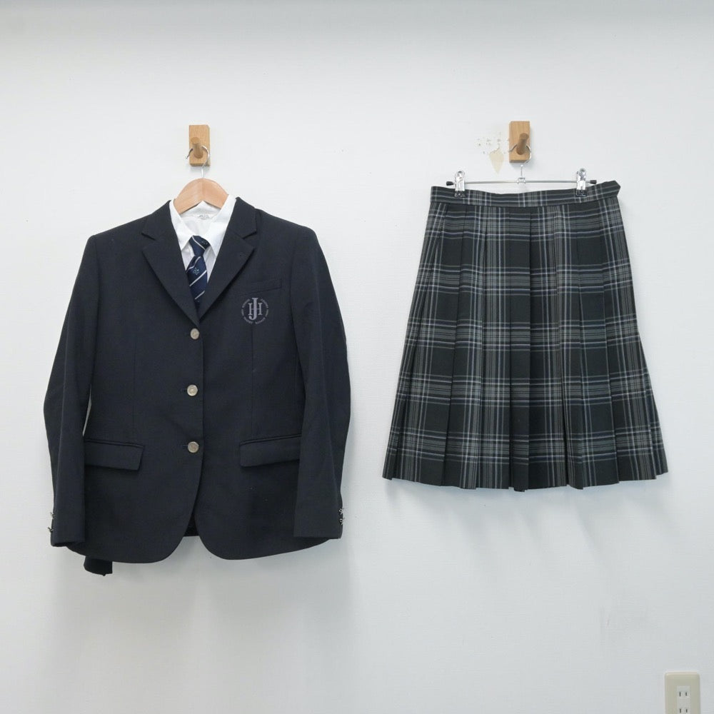 【中古】福岡県 純真高等学校 女子制服 5点（ブレザー・シャツ・ニット・スカート）sf014614