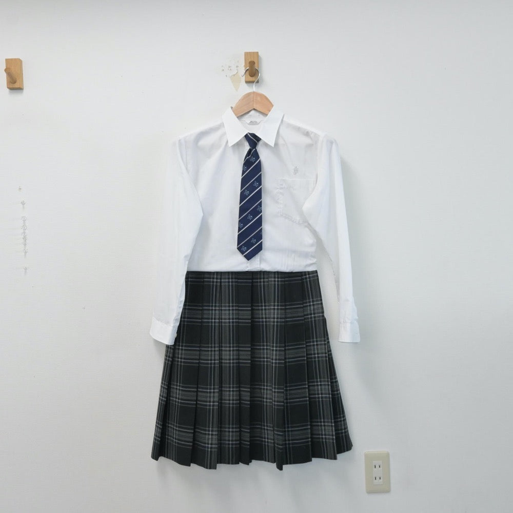 【中古】福岡県 純真高等学校 女子制服 5点（ブレザー・シャツ・ニット・スカート）sf014614