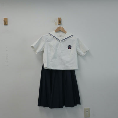 【中古】福岡県 鞍手竜徳高等学校 女子制服 2点（セーラー服・スカート）sf014617