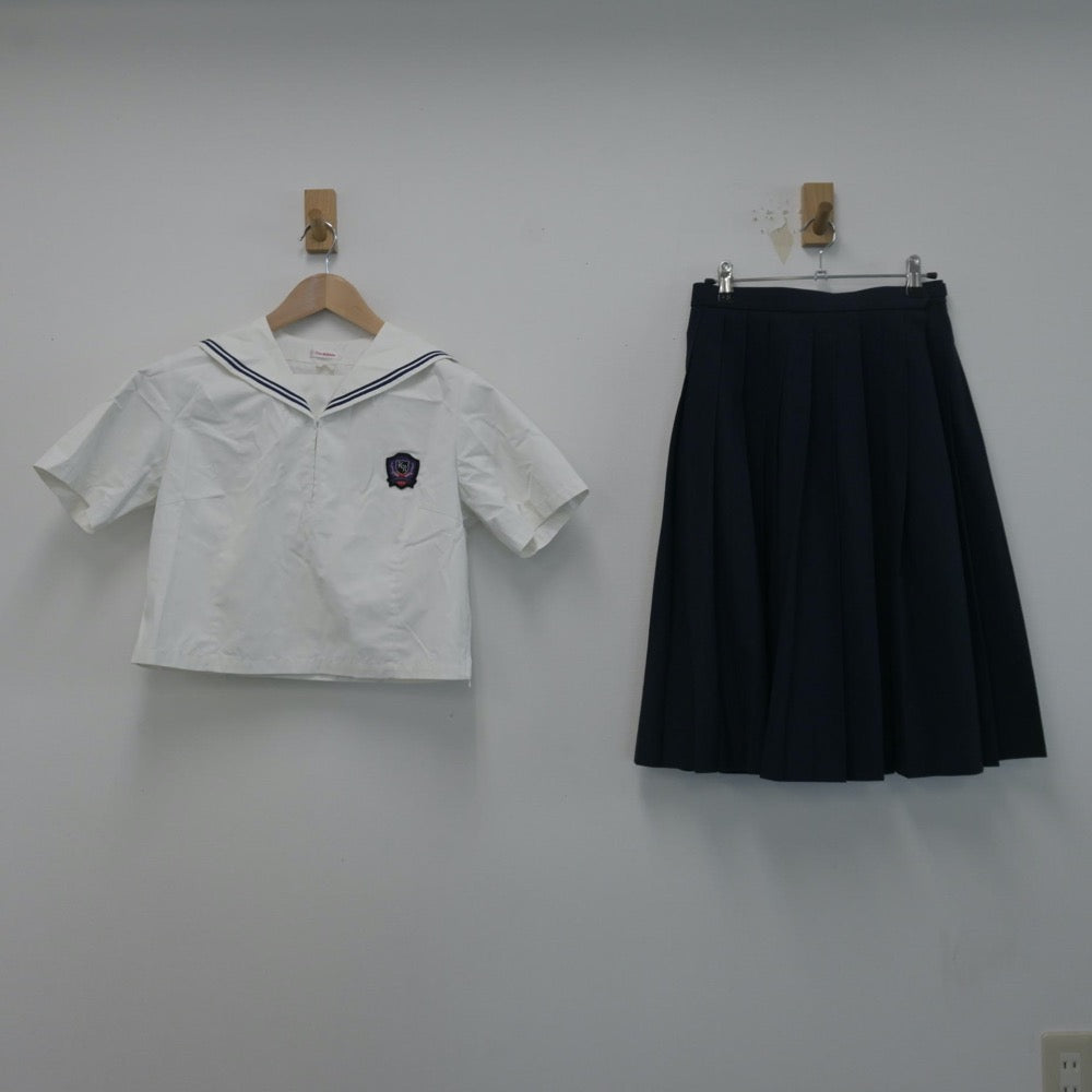 【中古】福岡県 鞍手竜徳高等学校 女子制服 2点（セーラー服・スカート）sf014617