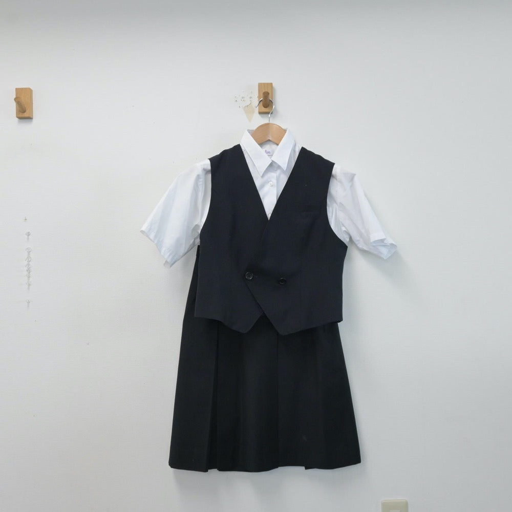 【中古】埼玉県 川口北高等学校 女子制服 3点（ベスト・シャツ・スカート）sf014625