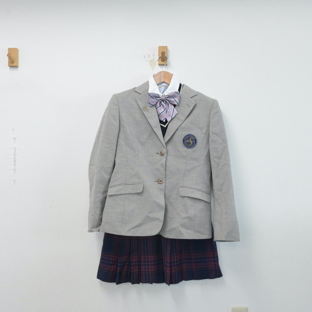 【中古】長野県 佐久長聖中学校 女子制服 5点（ブレザー・シャツ・ニット・スカート）sf014630