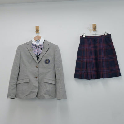 【中古】長野県 佐久長聖中学校 女子制服 5点（ブレザー・シャツ・ニット・スカート）sf014630