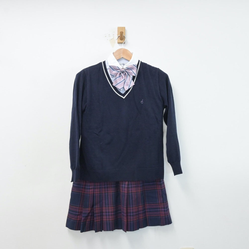 【中古】長野県 佐久長聖中学校 女子制服 5点（ブレザー・シャツ・ニット・スカート）sf014630