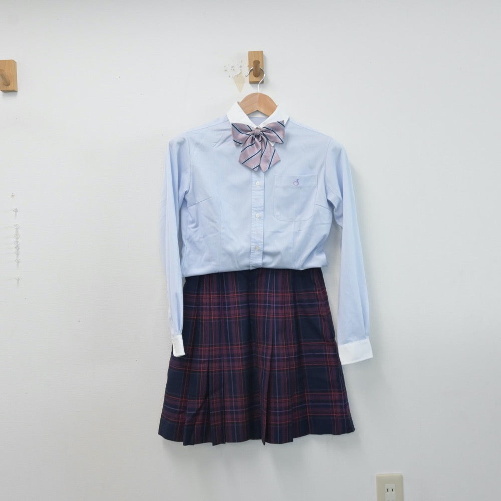 【中古】長野県 佐久長聖中学校 女子制服 5点（ブレザー・シャツ・ニット・スカート）sf014630