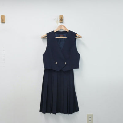 【中古】千葉県 佐倉中学校 女子制服 2点（ベスト・スカート）sf014631