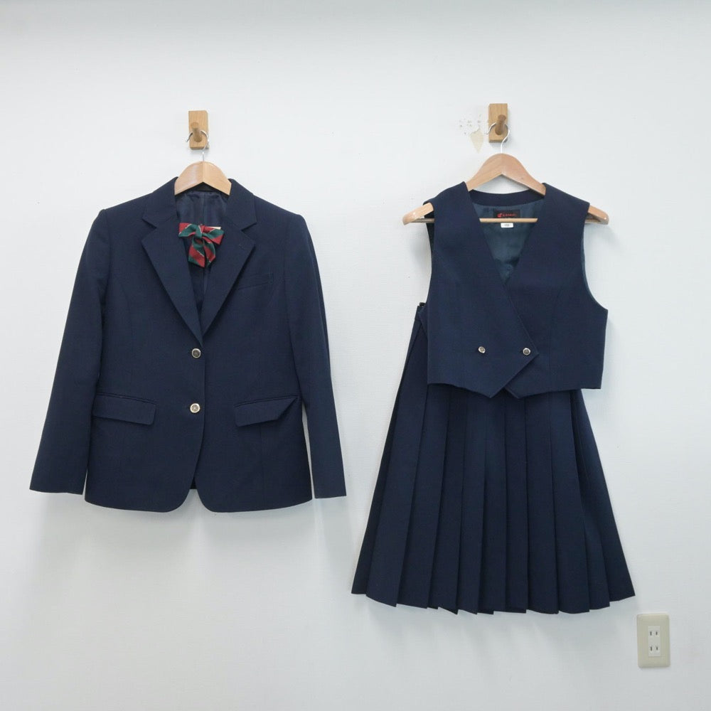 【中古】千葉県 佐倉中学校 女子制服 4点（ブレザー・ベスト・スカート）sf014632