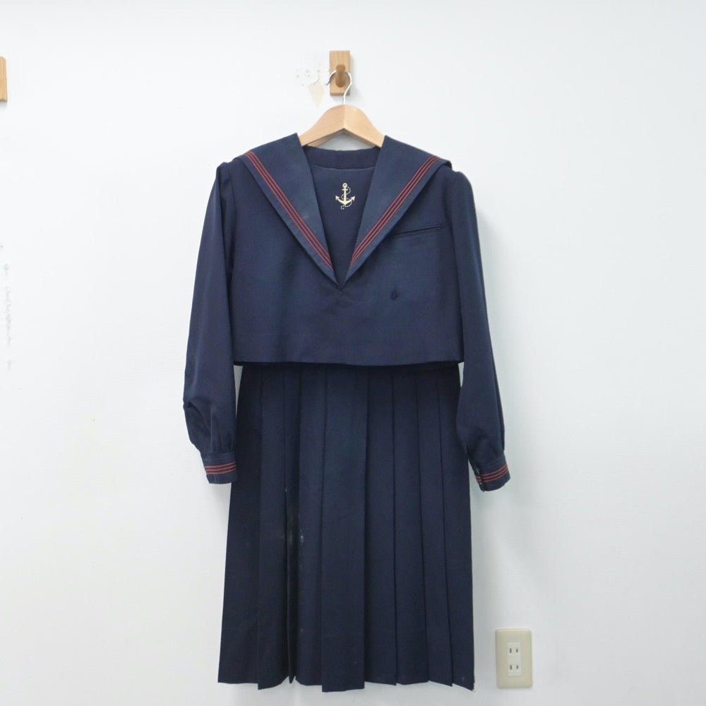 【中古】福岡県 福岡女学院中学校・高等学校 女子制服 2点（セーラー服・ジャンパースカート）sf014655