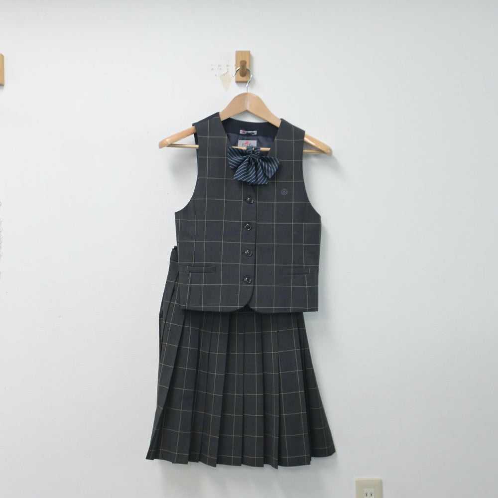 【中古】東京都 文華女子高等学校 女子制服 6点（ブレザー・ベスト・スカート）sf014669