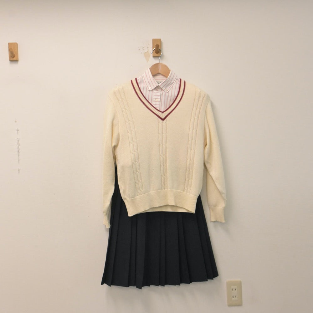 【中古】広島県 井口高等学校 女子制服 3点（シャツ・ニット・スカート）sf014682