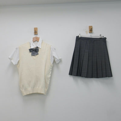 【中古】東京都 江北高等学校 女子制服 4点（シャツ・ニットベスト・スカート）sf014689