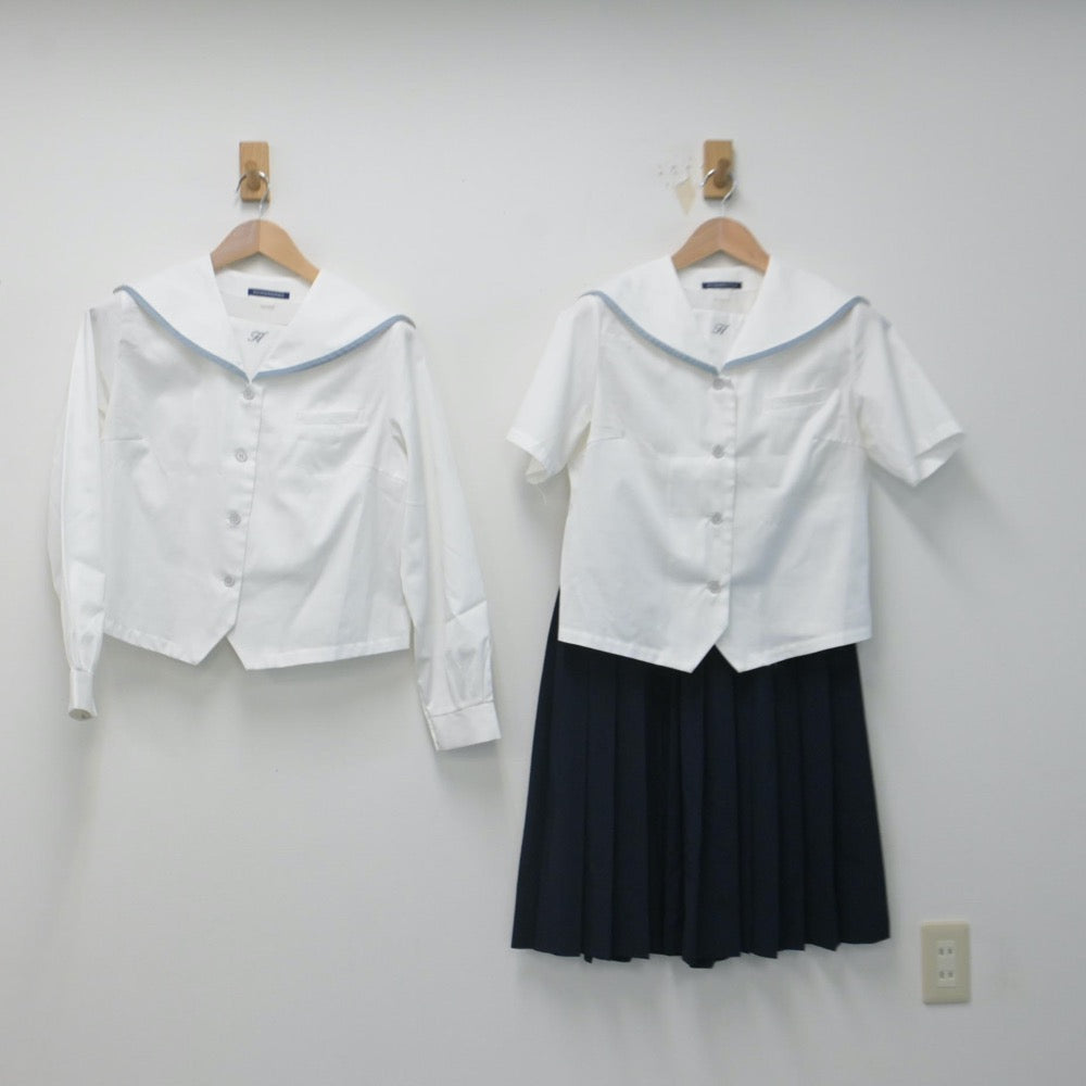 【中古】石川県 光野中学校 女子制服 3点（セーラー服・スカート）sf014698