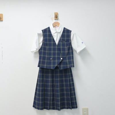 【中古】長野県 広徳中学校 女子制服 3点（シャツ・ベスト・スカート）sf014704