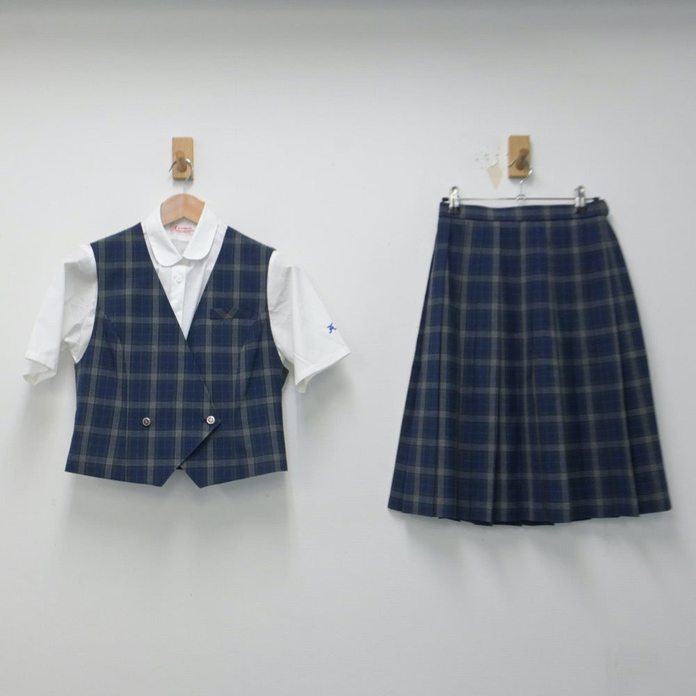 【中古】長野県 広徳中学校 女子制服 3点（シャツ・ベスト・スカート）sf014704