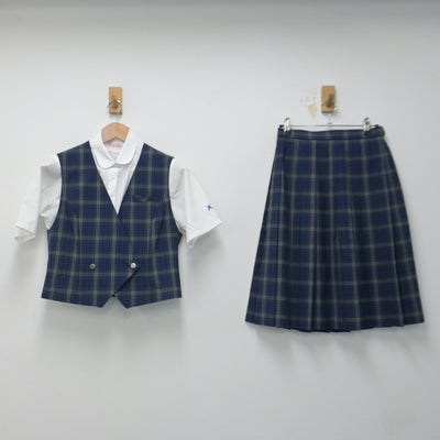 【中古】長野県 広徳中学校 女子制服 3点（シャツ・ベスト・スカート）sf014704