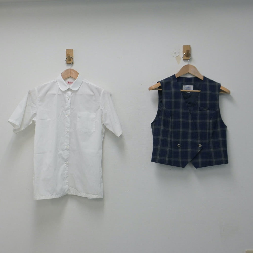 【中古】長野県 広徳中学校 女子制服 3点（シャツ・ベスト・スカート）sf014704