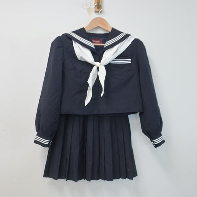 【中古】徳島県 北島中学校 女子制服 3点（セーラー服・スカート）sf014729