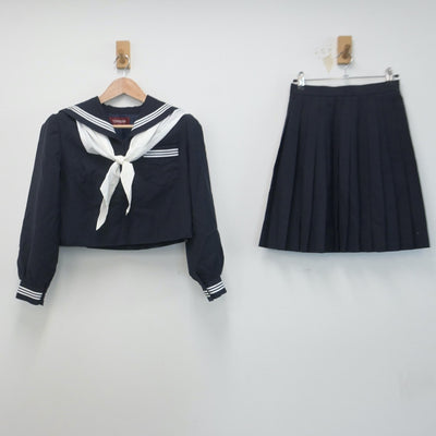 【中古】徳島県 北島中学校 女子制服 3点（セーラー服・スカート）sf014729